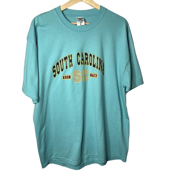 South Carolina Graphic Tee Turquoise XL Heavyweight Blend EST Crewneck u - Picture 1 of 6